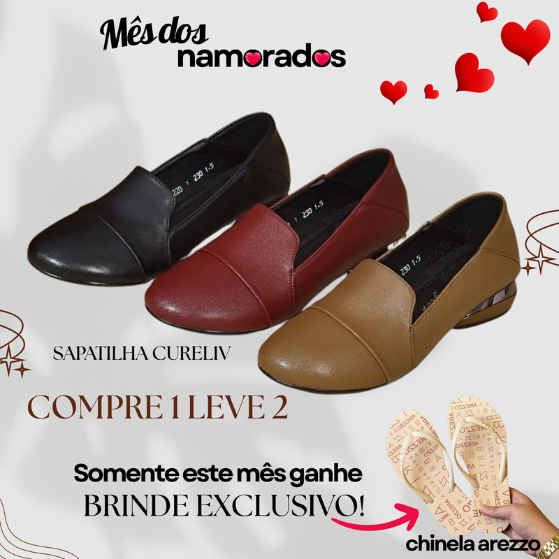 [LEVE 2 PAGUE 1] Sapatilha em Couro Ortopédica FlexCalm® - A solução ideal para o conforto dos pés! - PROMO MÊS DE JUNHO + BRINDE EXCLUSIVO